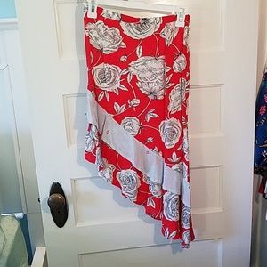 Asymmetrical floral skirt